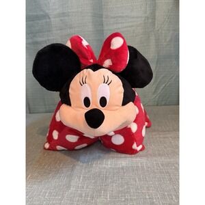 Disney Minnie Mouse Plush Pillow Red Polka Dot Large Cushion Stuffed Toy 18"